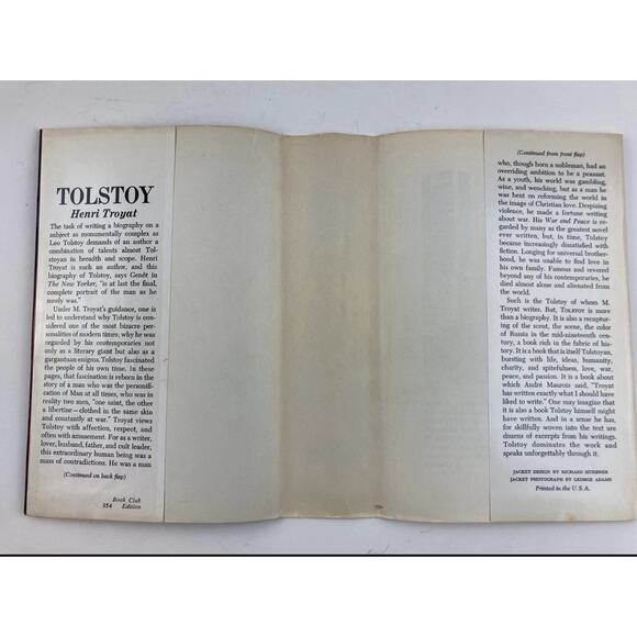 Tolstoy A Biography by Henri Troyat (1967/HC/DJ) Book Club Edition Hardcover Do - Picture 5 of 11